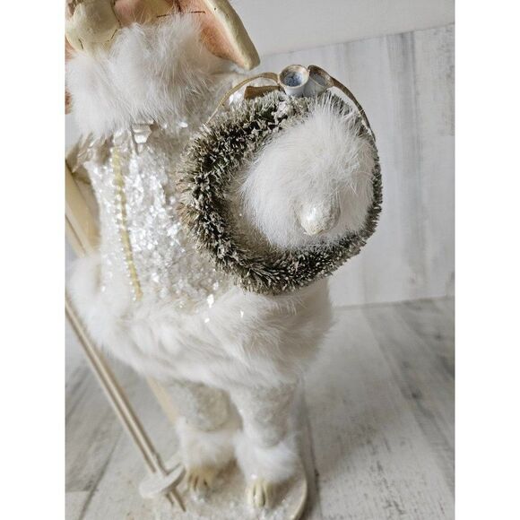 Bethany Lowe skier skiing wreath bunny Xmas glitter home decor - Picture 3 of 9